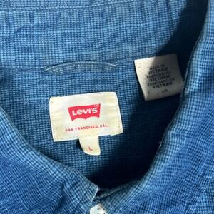 Levi's button down Shirt Mens Large Blue Grid Pattern Long Sleeve workwear